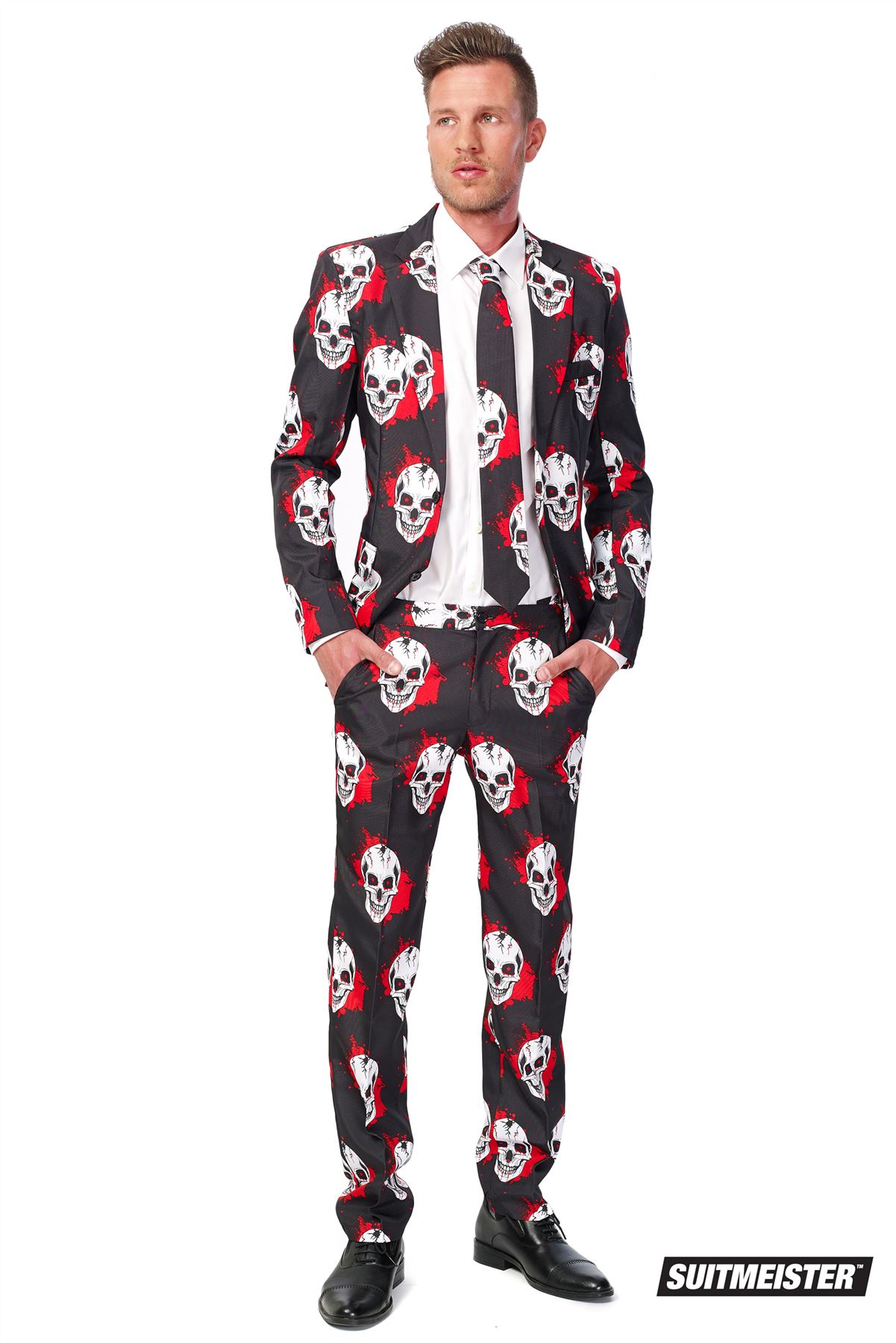 Suitmeister Mens Blood Skull Halloween Suit Fancy Dress Costume Outfit - Picture 3 of 3