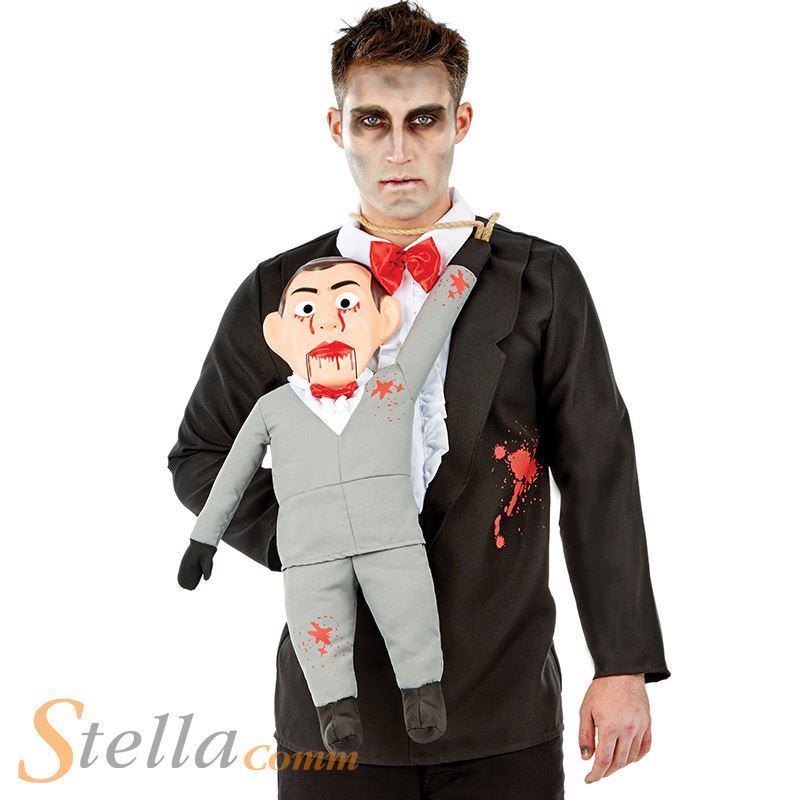 Mens Ventriloquist & Killer Dummy Costume Halloween Horror Fancy Dress