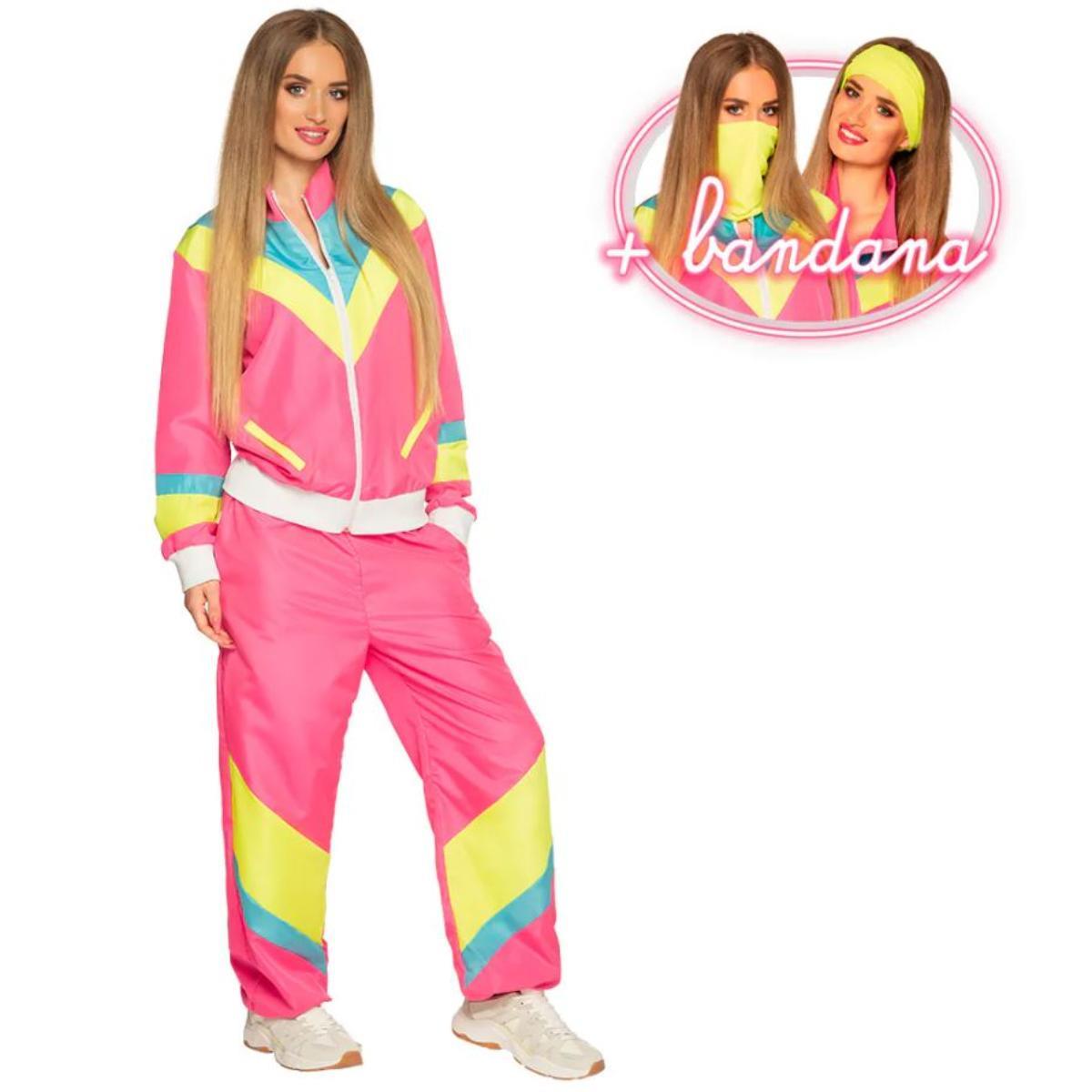 Boland - Retro Babe Shell Suit Costume (Neon Pink) - Women - Picture 2 of 8