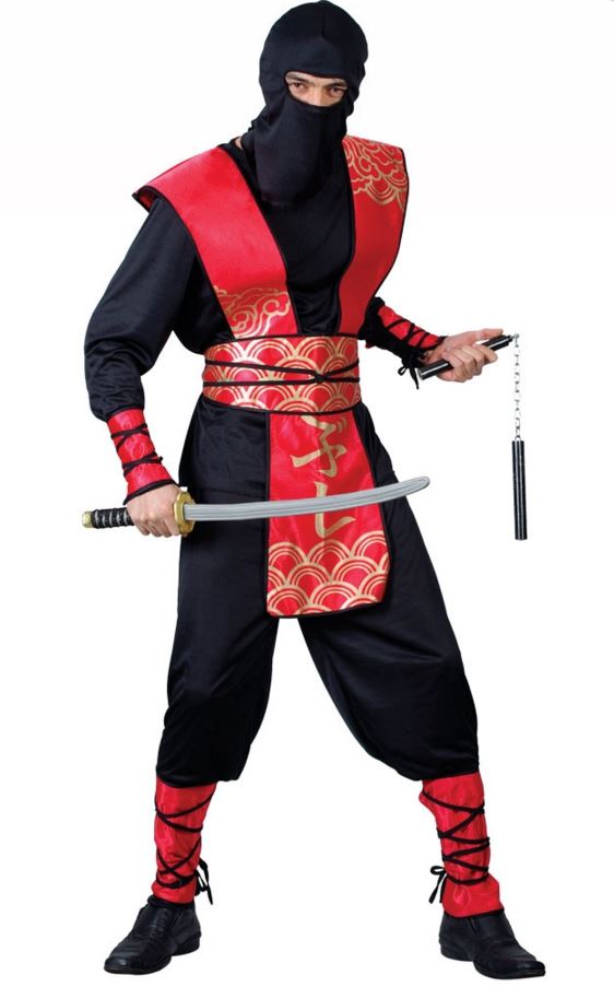 Mens Ninja Warrior Master Martial Arts Fancy Dress Costume Samurai