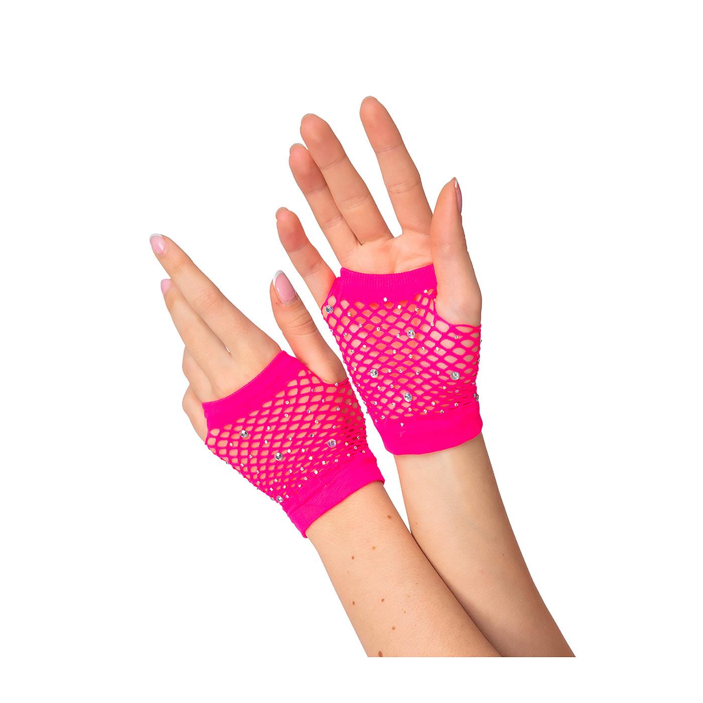 Wicked Costumes - 80s Net Gloves with Diamantes - Women - Picture 6 of 9