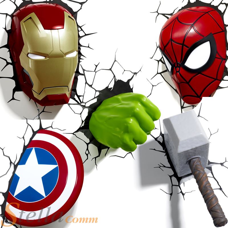 Licensed Marvel 3D FX Deco Bedroom Wall LED Childrens Night Lights