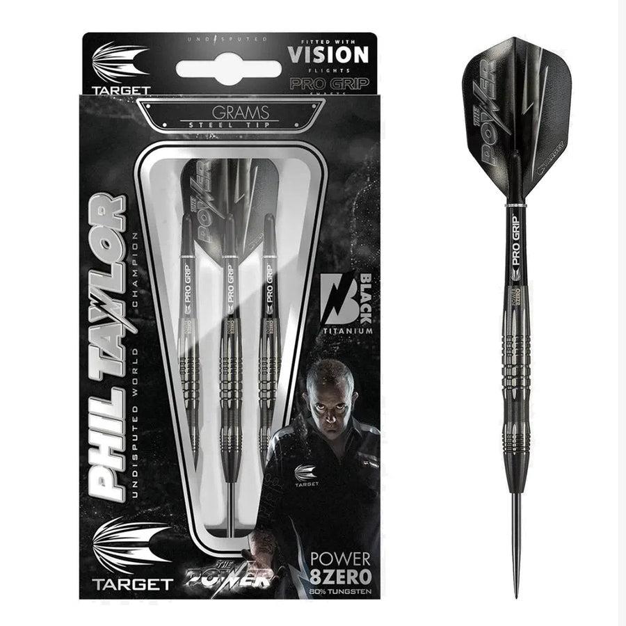 Target Darts Phil Taylor Power 8 Zero 3 Black 80% Tungsten Steel Tip Darts - Picture 3 of 4