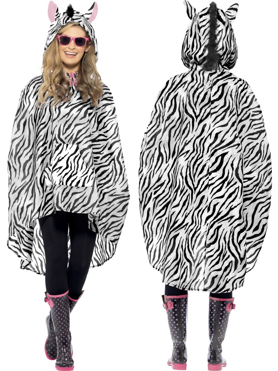 Adults Festival Ponchos Mens Ladies Party Animal Fancy Dress Costume Showerproof