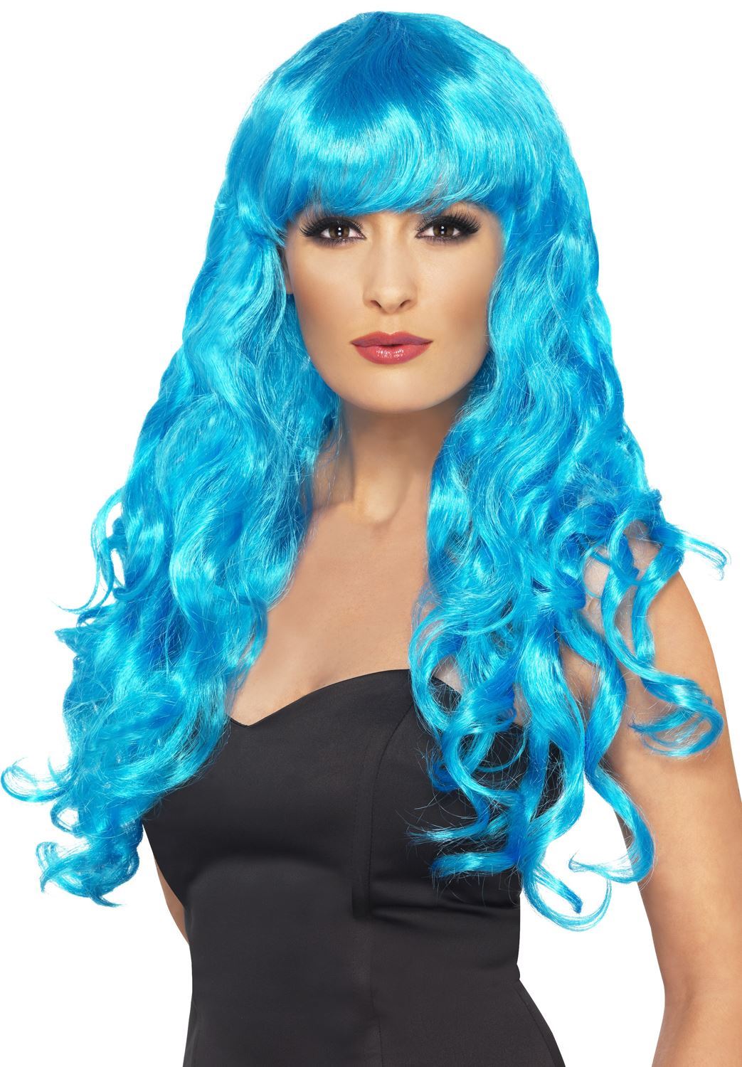 Ladies Siren Wig Long Curly With Fringe Halloween Witch Fancy Dress eBay
