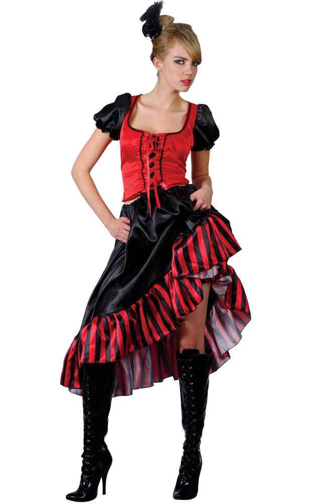 Ladies Sexy Burlesque Western Can Can Cowboy Saloon Girl Fancy Dress Costumes - Picture 2 of 4
