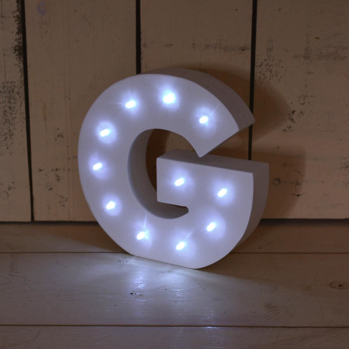 Letter G Enlightened LED Light up Wooden Block White Alphabet Letters
