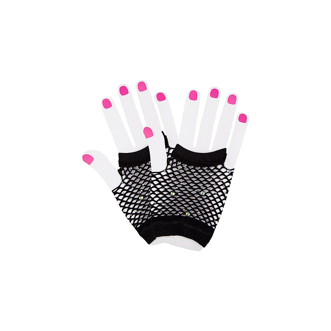 Wicked Costumes - 80s Net Gloves with Diamantes - Women - Picture 3 of 9
