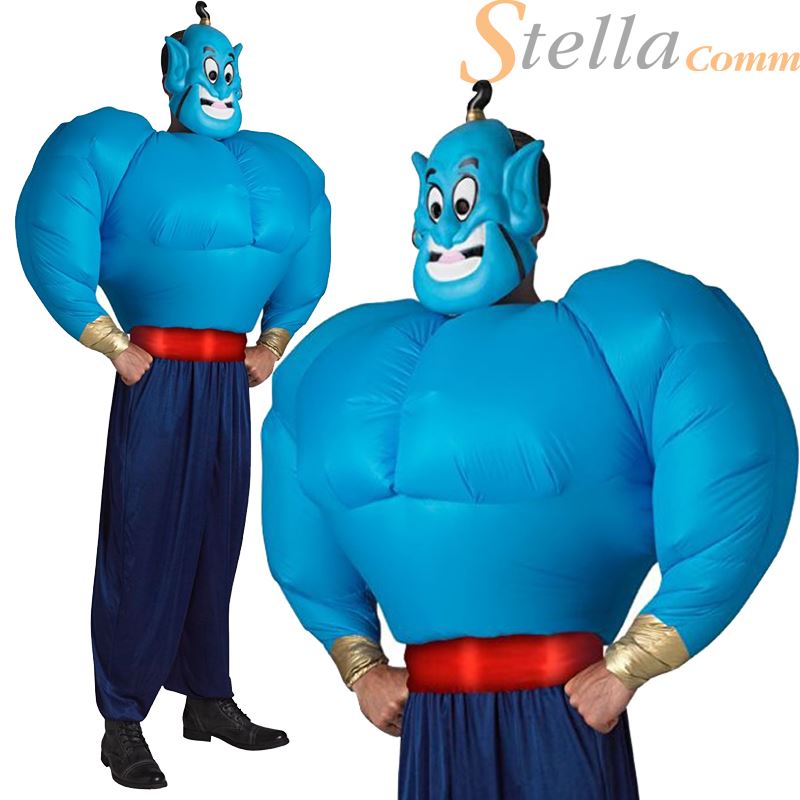 Adult Aladin Genie Costume Mens Fancy Dress Adults Cartoon Arabian
