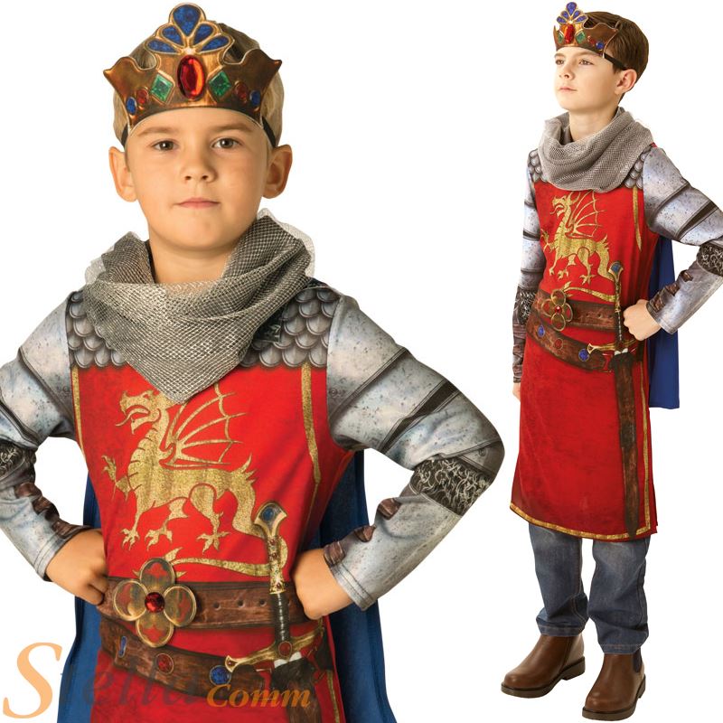 Boys Deluxe King Arthur Costume Medieval Prince Child Fancy Dress Outfit