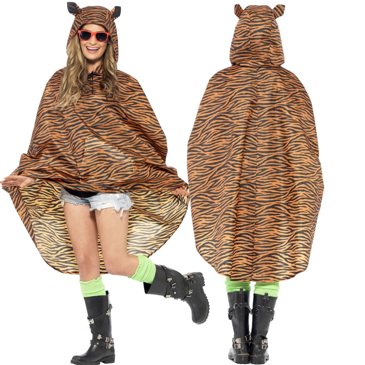 Ladies Mens Unisex Animal Ponchos Showerproof Festival Adult Fancy