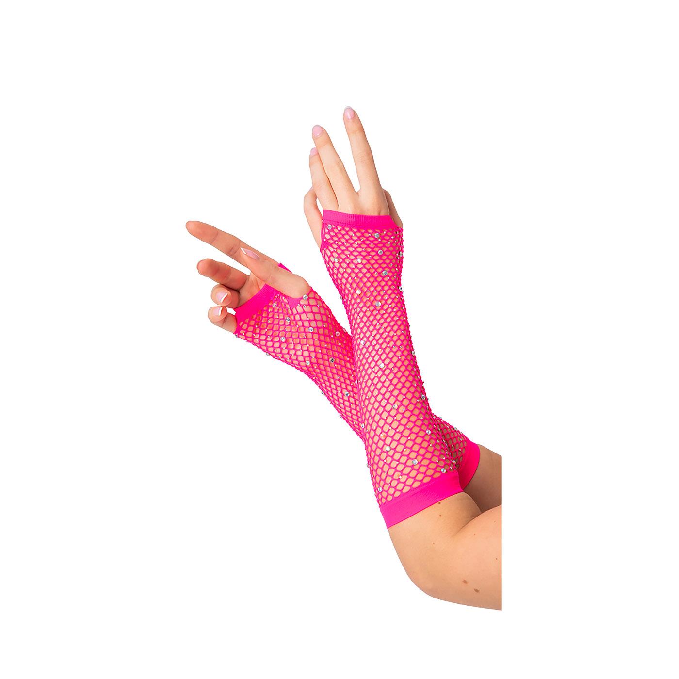 Wicked Costumes - 80s Net Gloves with Diamantes - Women - Picture 8 of 9