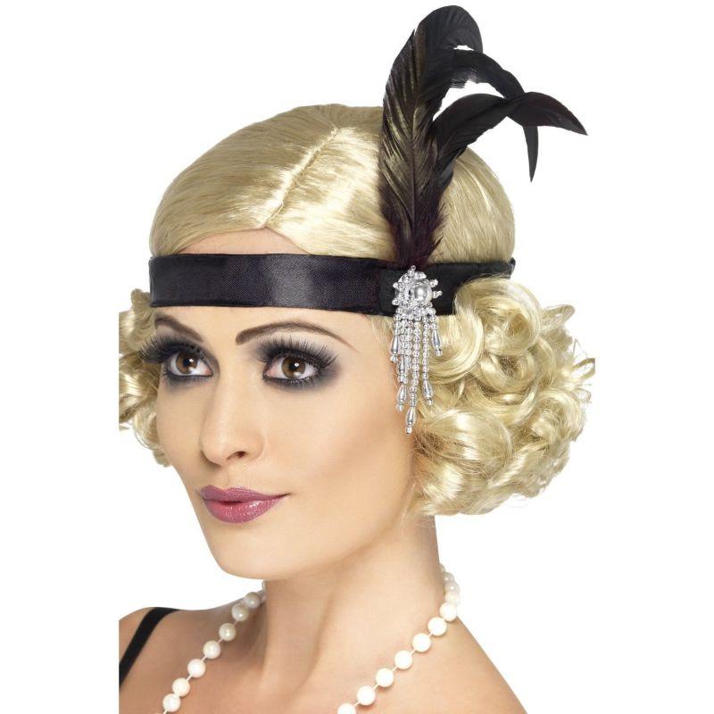 Smiffys Flapper Charleston Satin Stirnband Damen 20er Jahre Kostüm - Bild 4 von 5