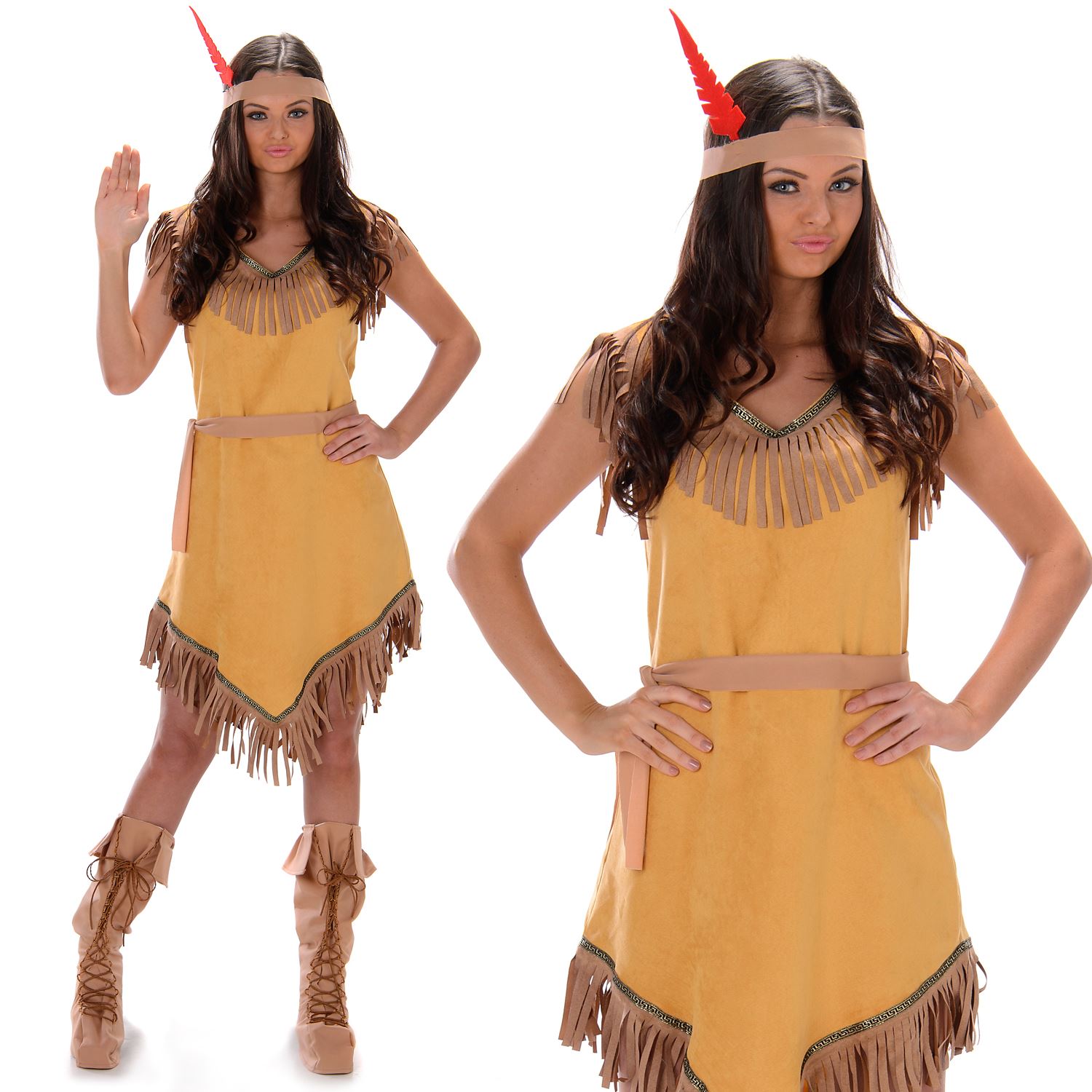 Native Indian Men Lady Costume Pocahontas Amercan Red Indian Fancy Dress Costume