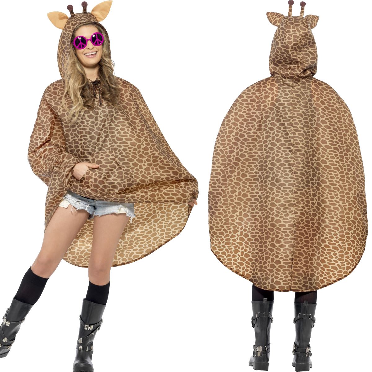 Ladies Mens Unisex Animal Ponchos Showerproof Festival Adult Fancy