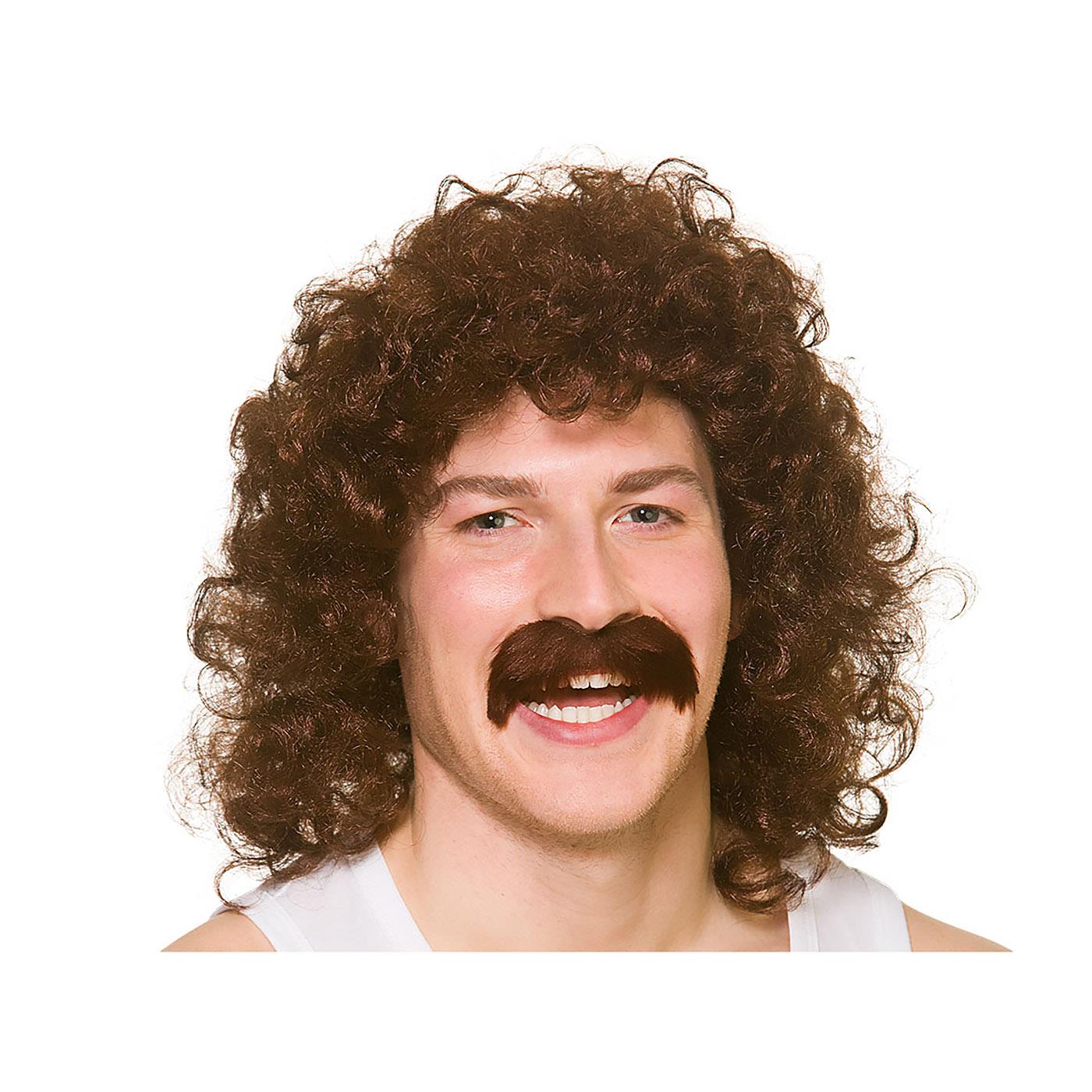 Wicked Costumes - Perm Wig with Moustache - Adult - Picture 4 of 5