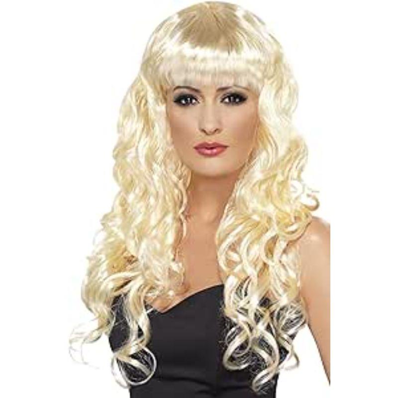 Peluca Sirena Smiffys Pelo Largo Rizado con Flecos Adulto Vestido Elegante - Imagen 5 de 7