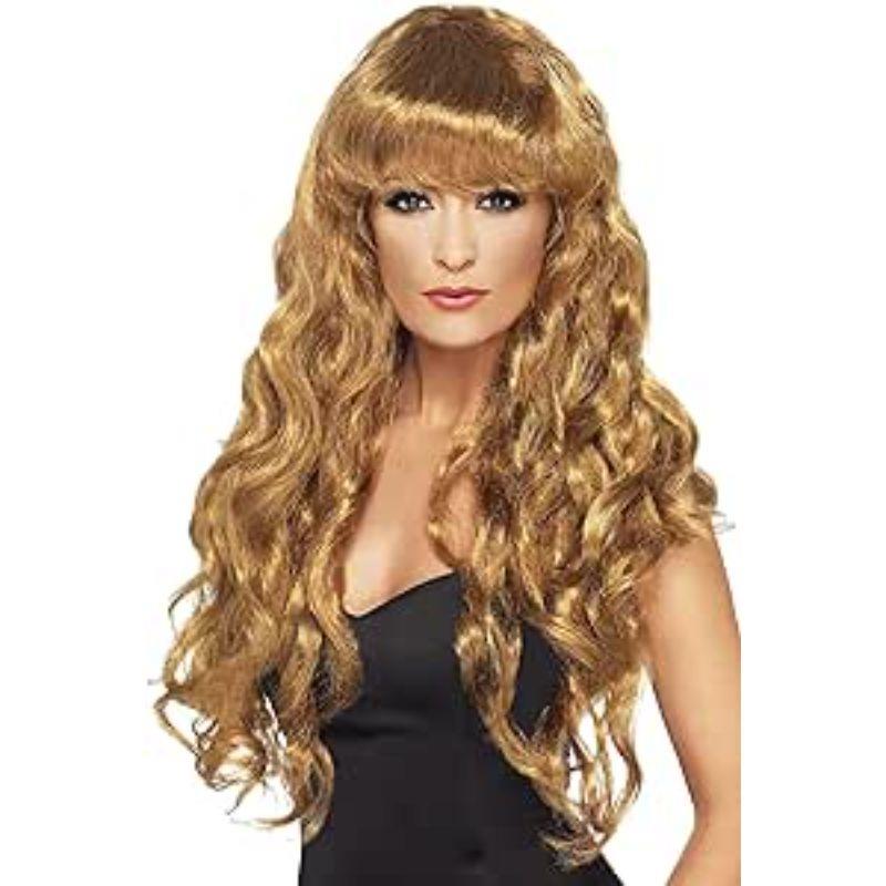 Peluca Sirena Smiffys Pelo Largo Rizado con Flecos Adulto Vestido Elegante - Imagen 6 de 7