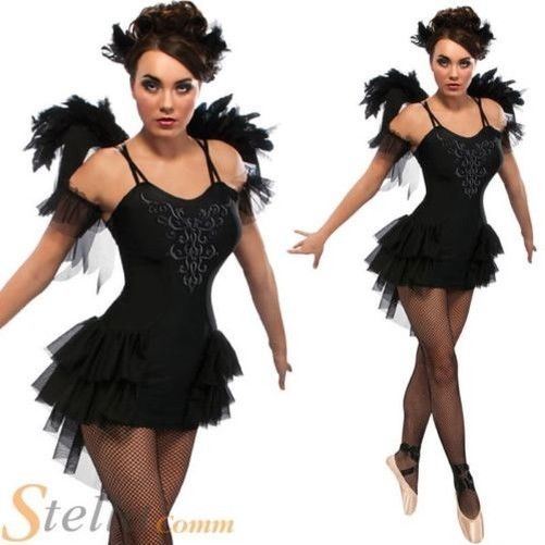 Womens Halloween Black Swan Ballet Costume Ladies Fancy Dress Outfit
