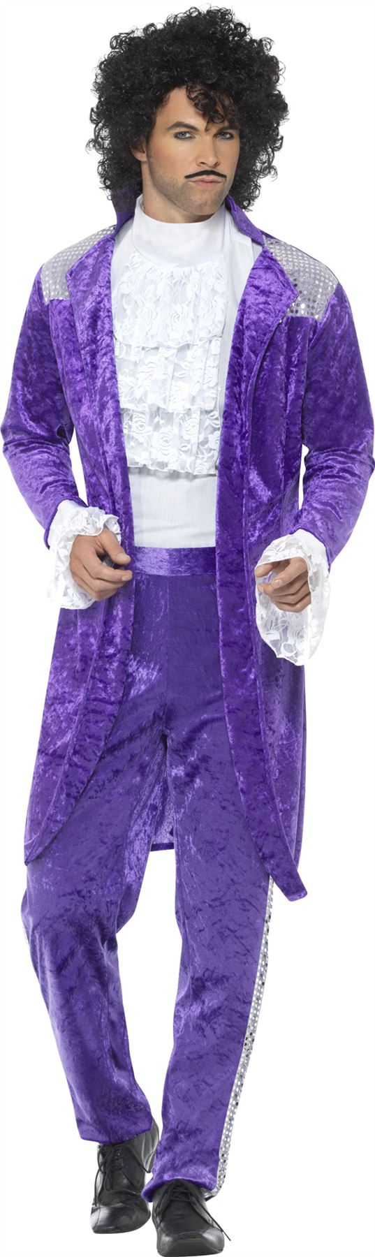 Mens 80s Musician Costume Prince Purple Rain Music Celebrity Fancy