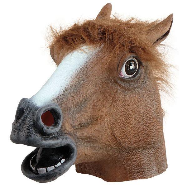 Unisex Rubber Horse Full Head Masks Fancy Dress Costume Grand National Outfit - Picture 7 of 7