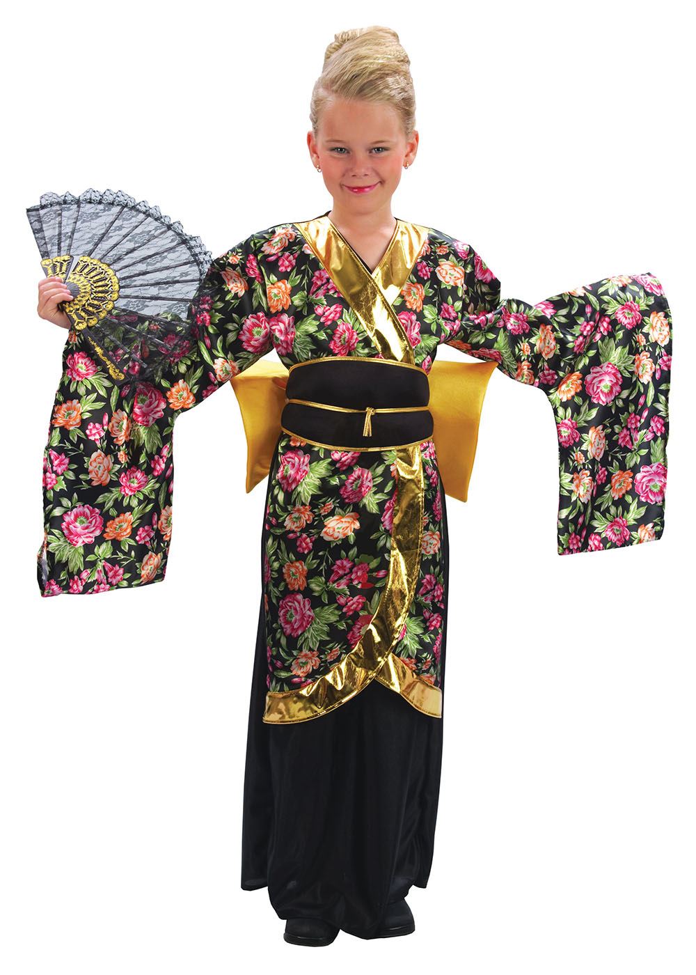 Girls Japanese Geisha Kimono World Book Week Kids Fancy Dress Costume Outfit - Picture 4 of 4
