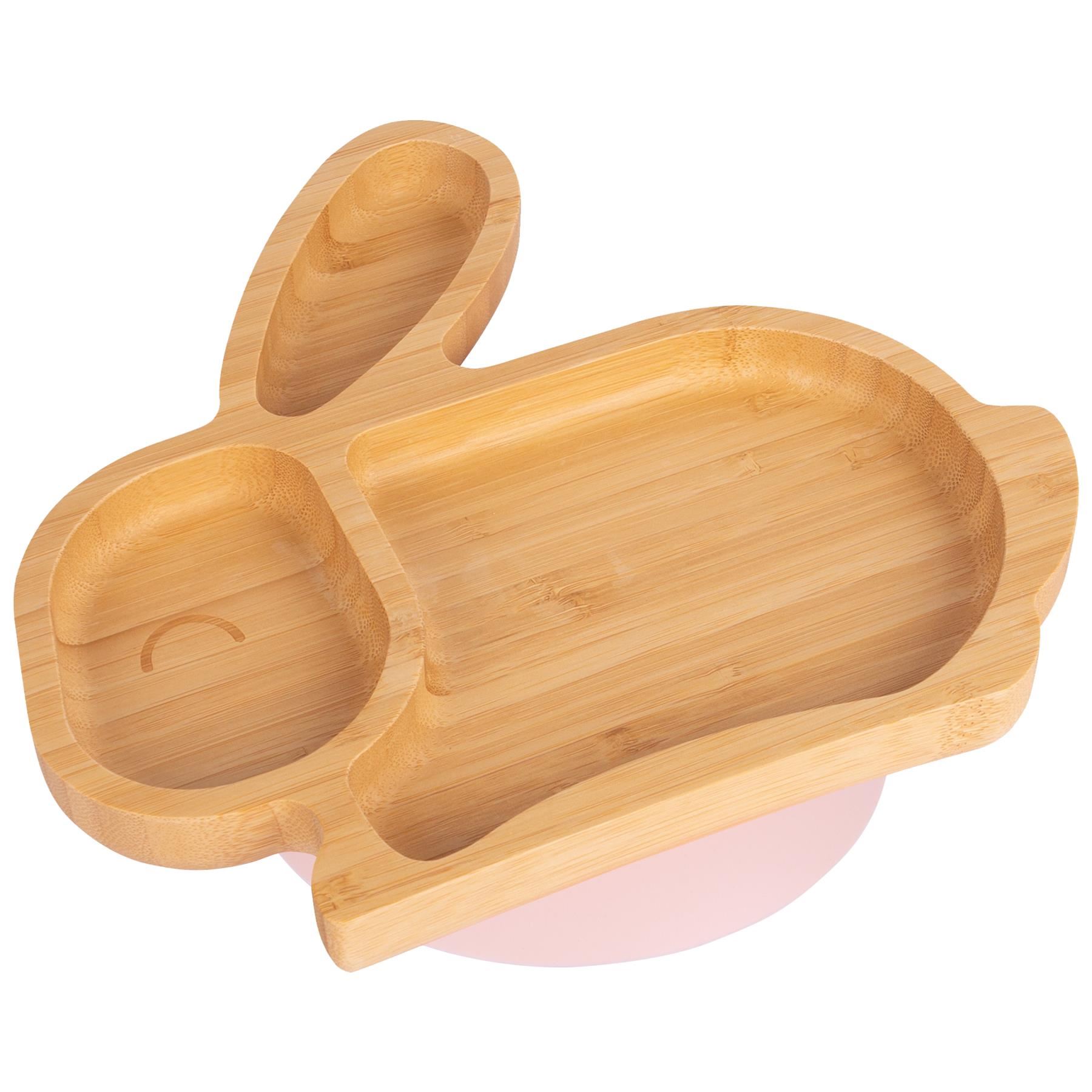 Bunny Rabbit Baby Plate Bamboo Silicone Suction Cup Toddler Dinner Feeding Dish - Picture 19 of 27