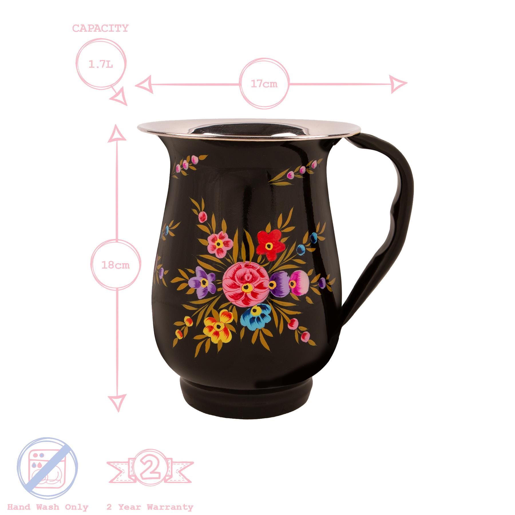1x Pansy 1.7L Hand-Painted Picnic Water Jug Household Camping Pitcher - Picture 10 of 37