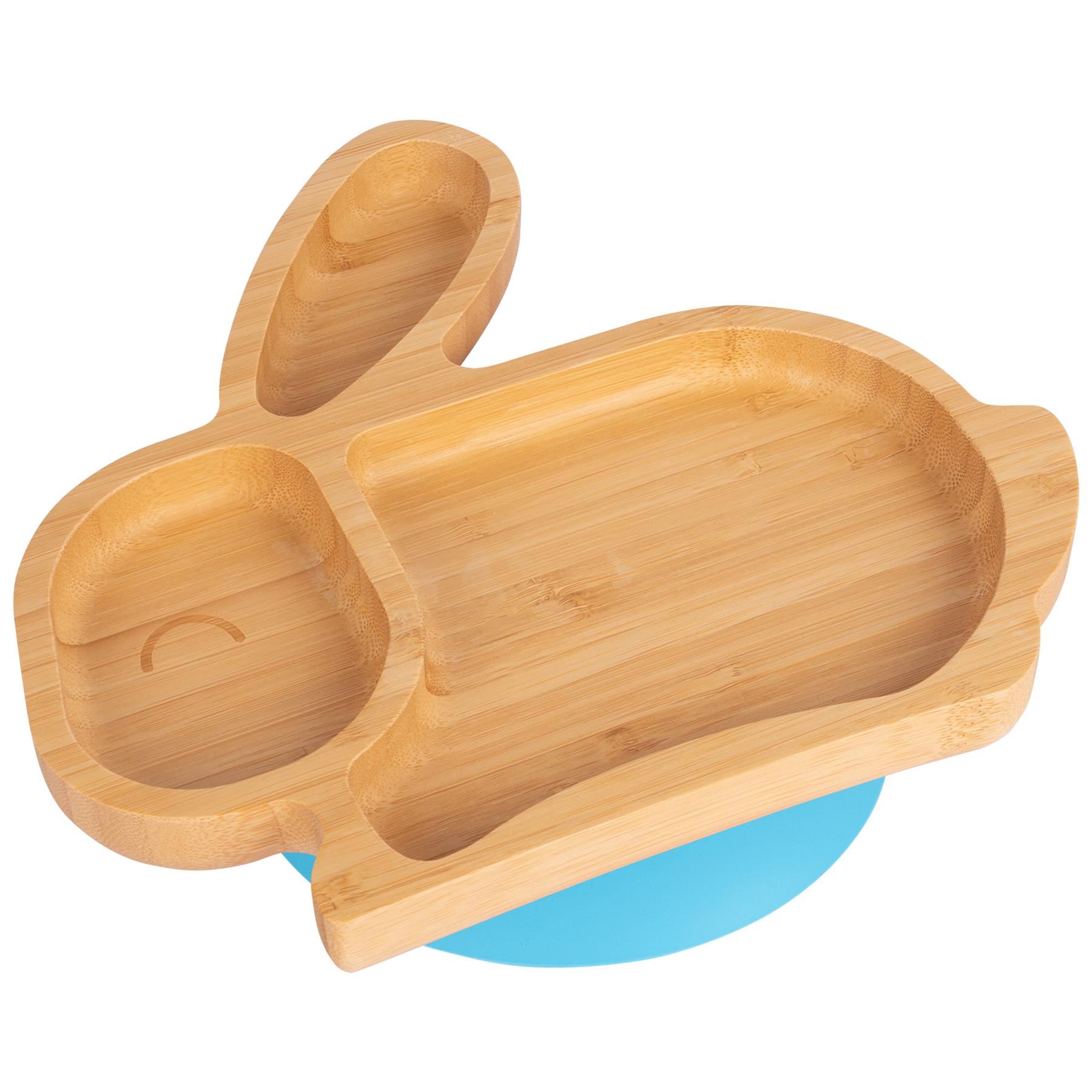 Bunny Rabbit Baby Plate Bamboo Silicone Suction Cup Toddler Dinner Feeding Dish - Picture 9 of 27