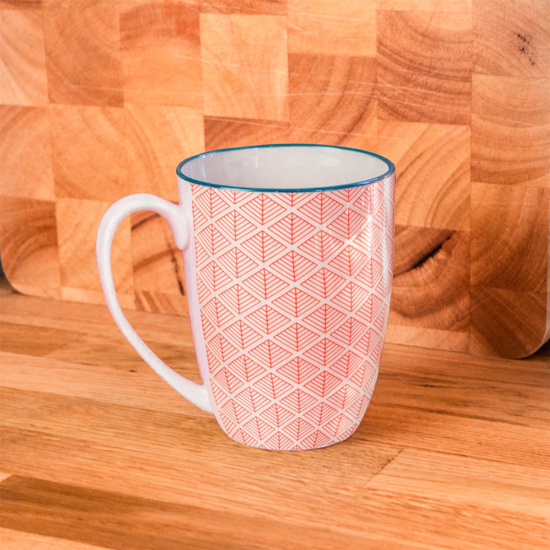 Tea Coffee Mug Patterned Porcelain Cups Geometric Designs 280ml