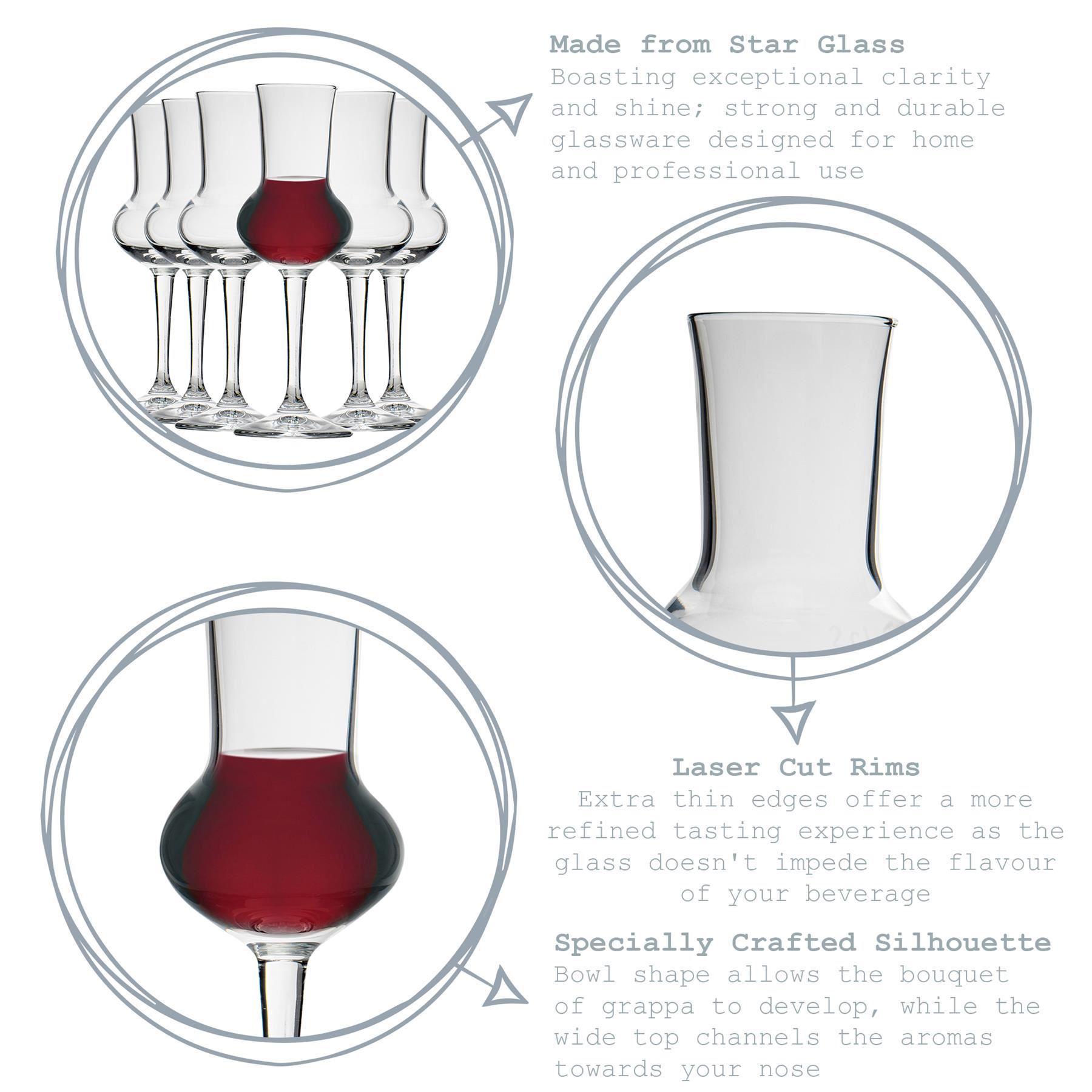 Sherry Liqueur Glasses Set Bormioli Glass Stemmed Schnapps Goblets 80ml