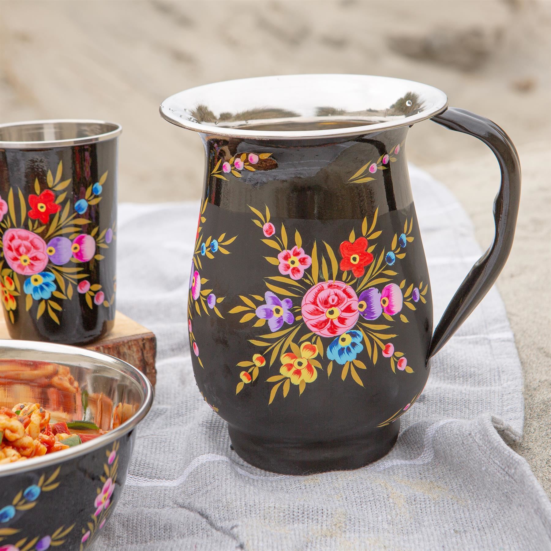 1x Pansy 1.7L Hand-Painted Picnic Water Jug Household Camping Pitcher - Picture 11 of 37