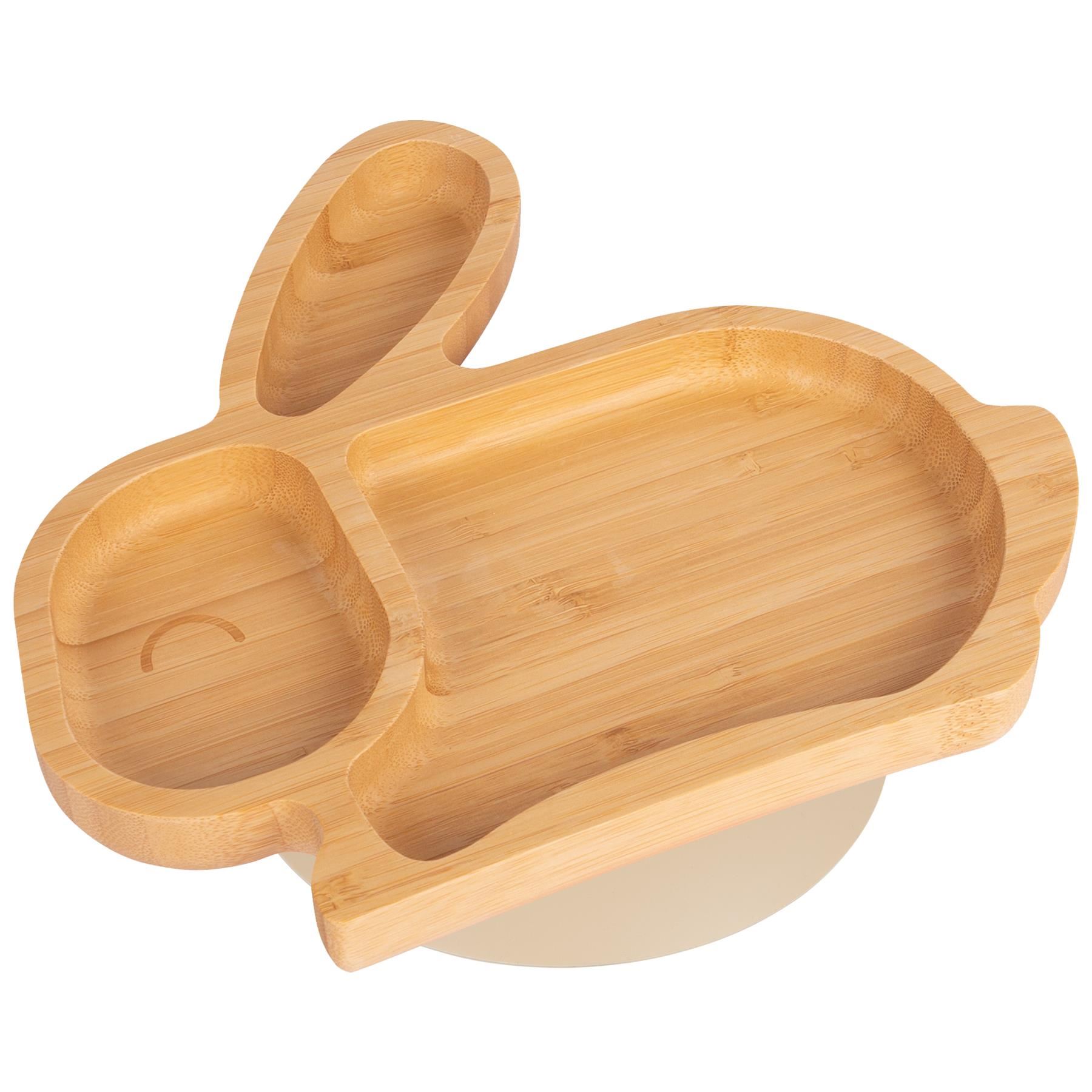 Bunny Rabbit Baby Plate Bamboo Silicone Suction Cup Toddler Dinner Feeding Dish - Picture 6 of 27