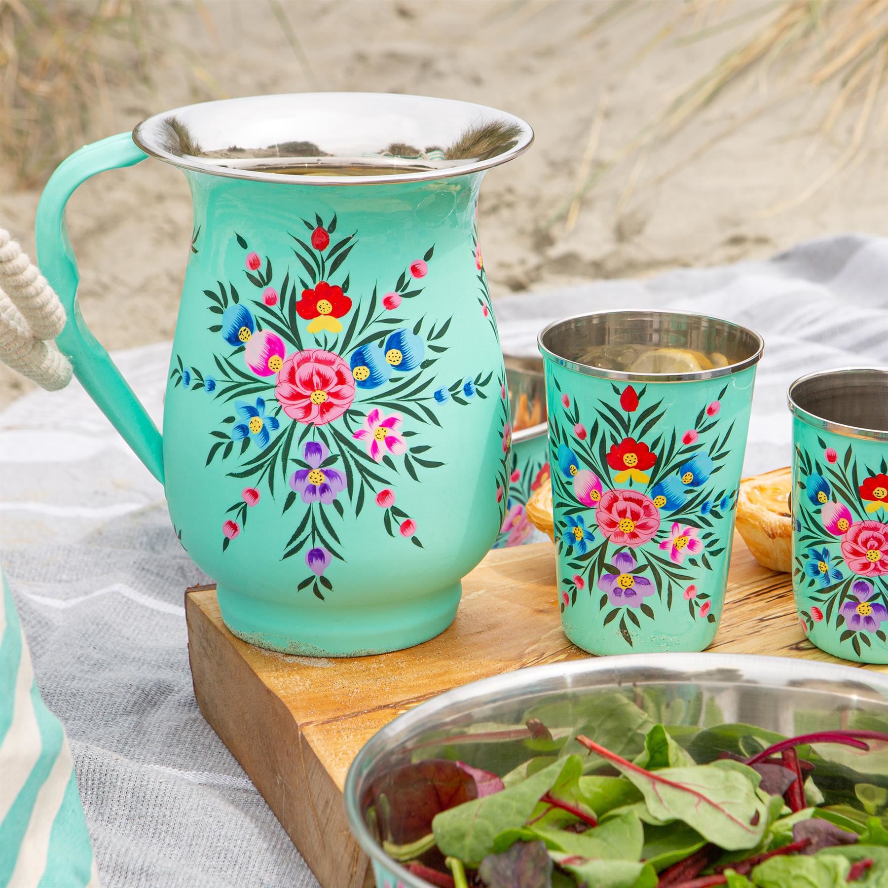 1x Pansy 1.7L Hand-Painted Picnic Water Jug Household Camping Pitcher - Picture 23 of 37