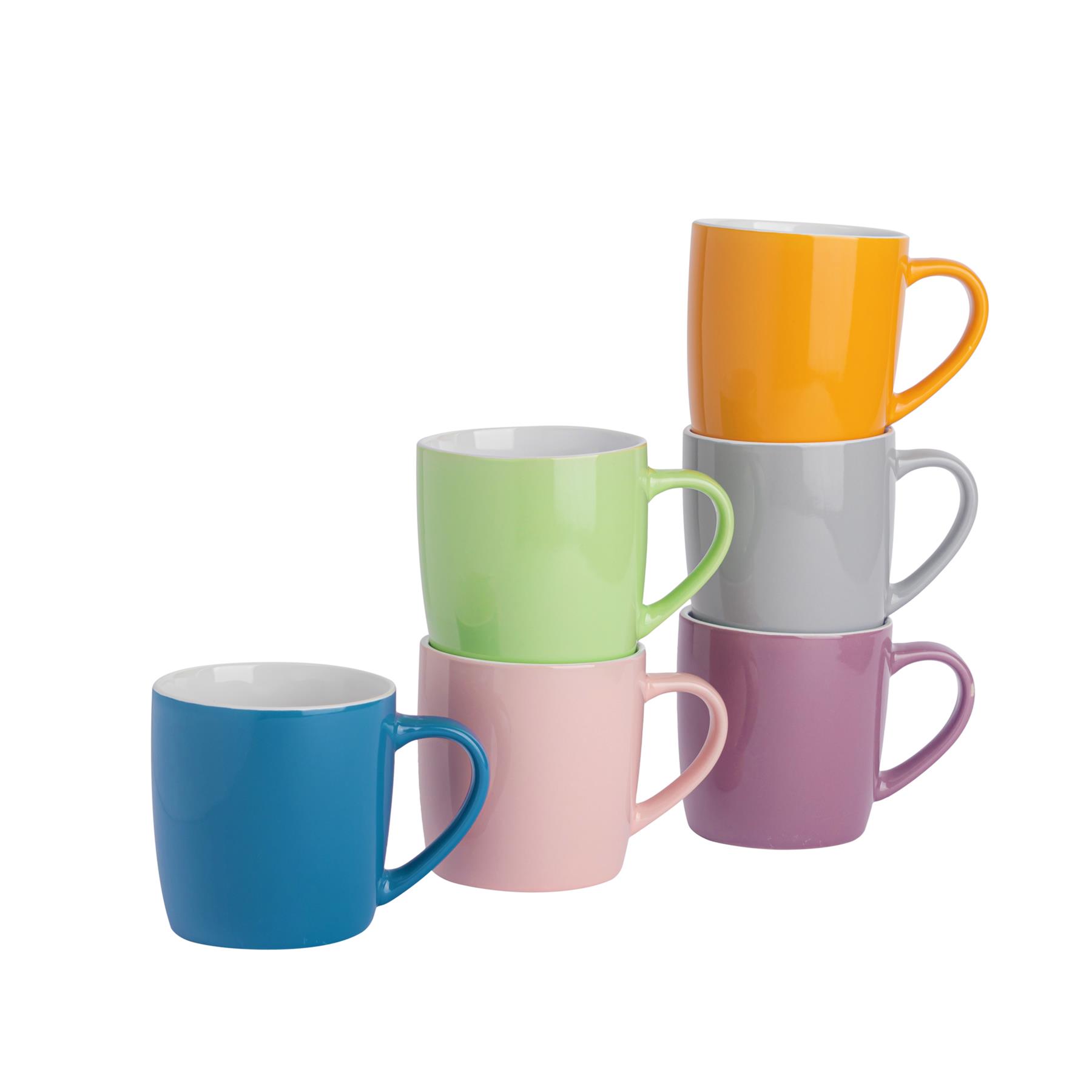 Tea Coffee Mugs Ceramic Contemporary Coloured Drinks Mug, 340ml - Set of 6 - Picture 56 of 170