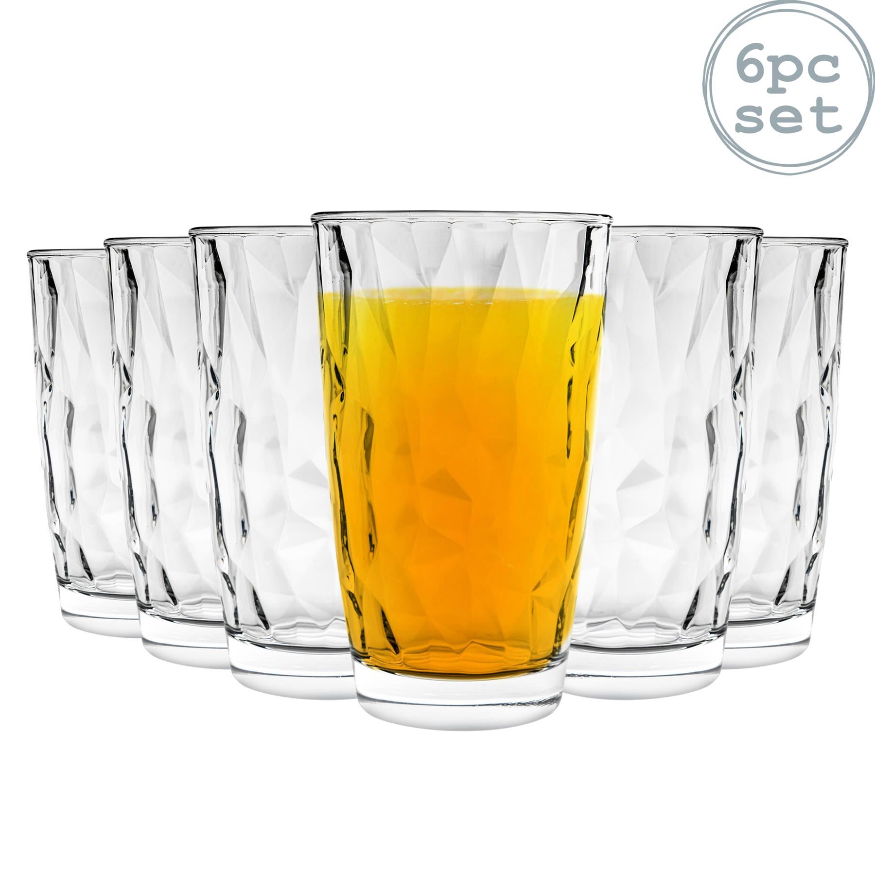 Hi Ball Glasses Water Highball Drinking Tumbler Diamond Dimpled Glass 470ml x6 eBay