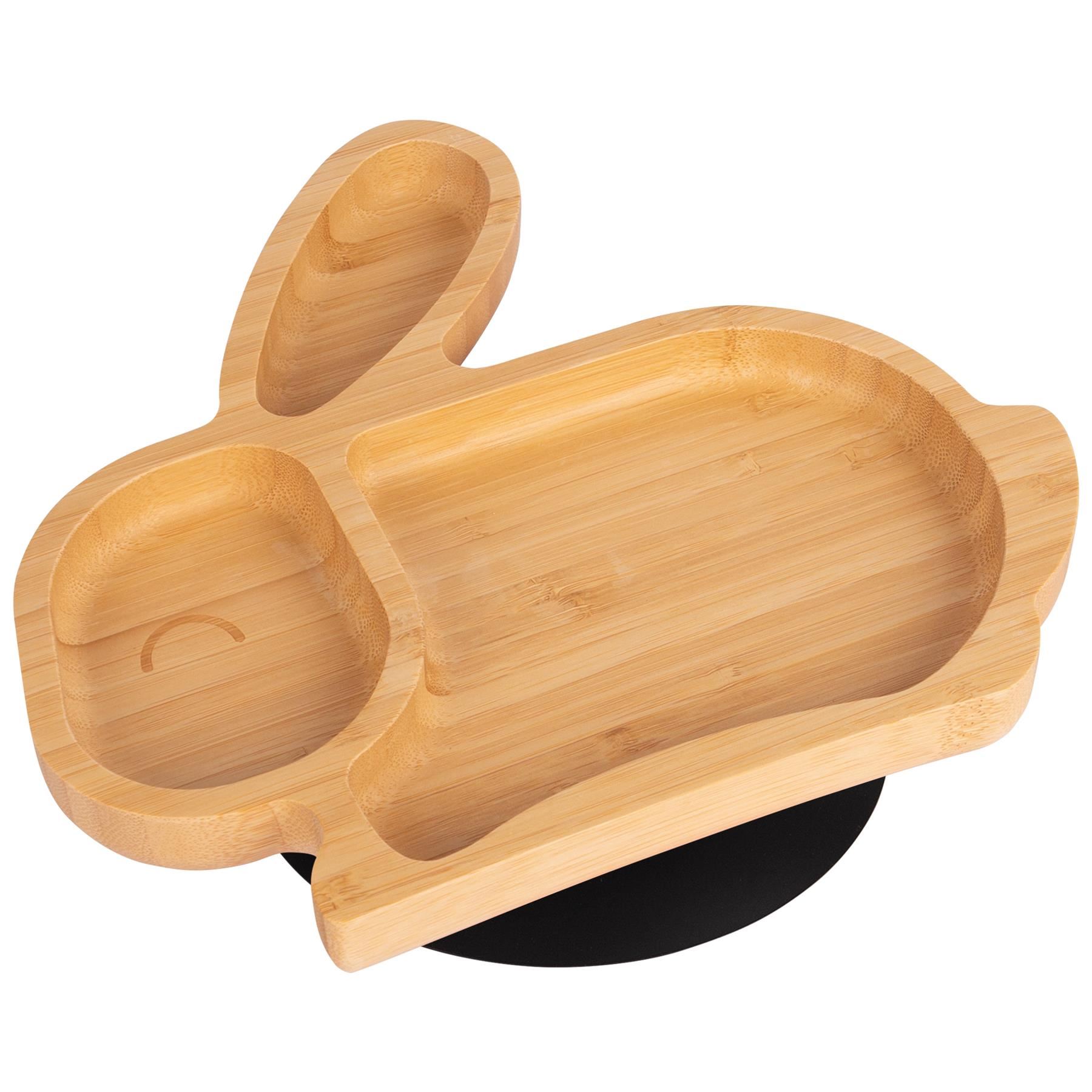Bunny Rabbit Baby Plate Bamboo Silicone Suction Cup Toddler Dinner Feeding Dish - Picture 7 of 27