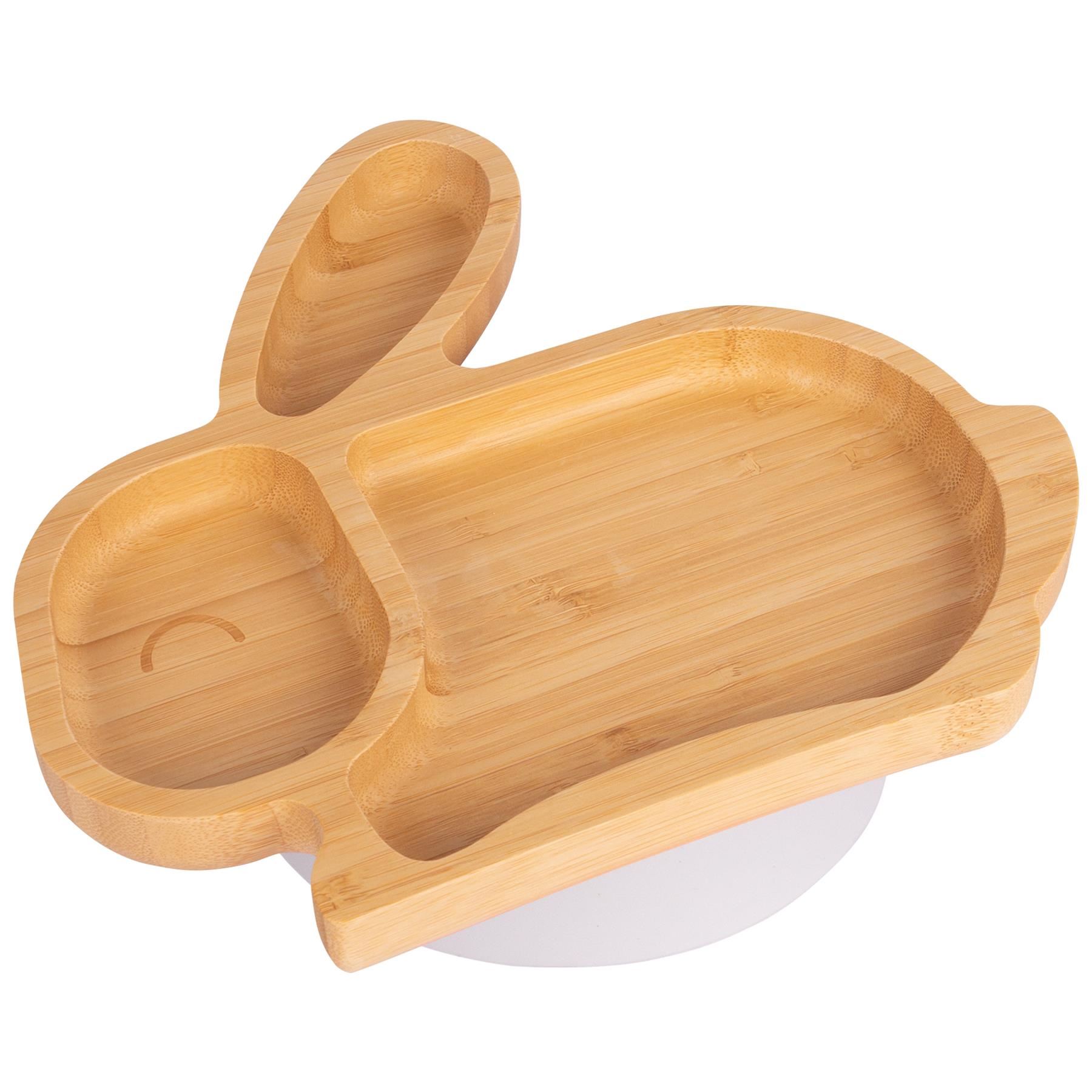Bunny Rabbit Baby Plate Bamboo Silicone Suction Cup Toddler Dinner Feeding Dish - Picture 24 of 27