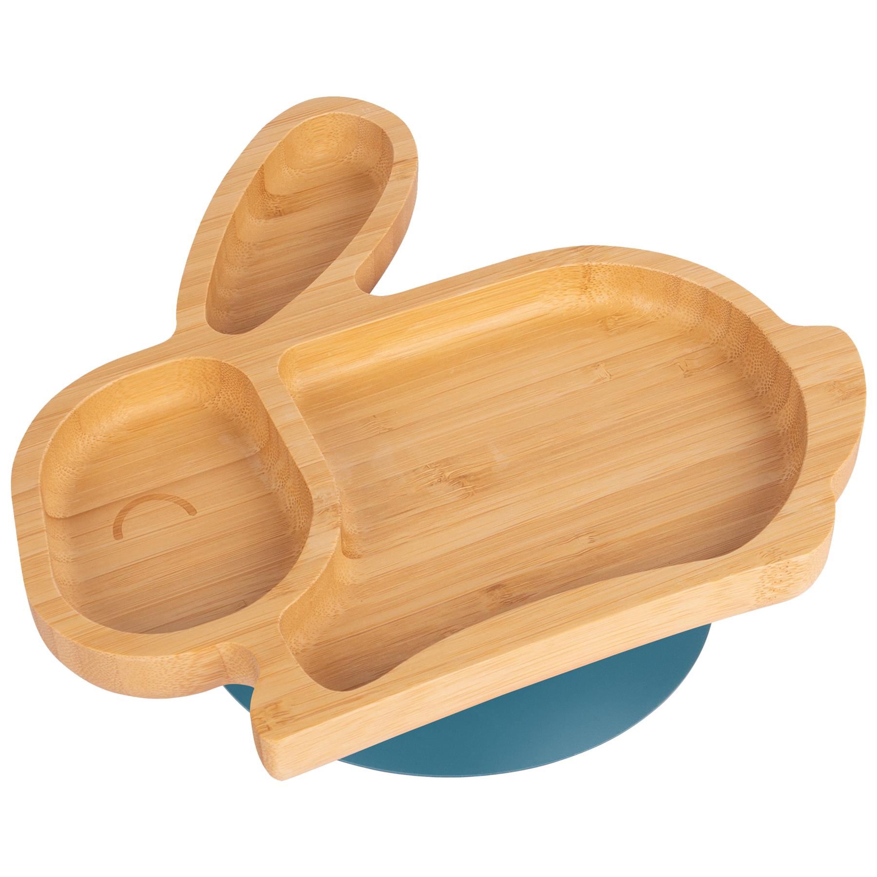 Bunny Rabbit Baby Plate Bamboo Silicone Suction Cup Toddler Dinner Feeding Dish - Picture 15 of 27