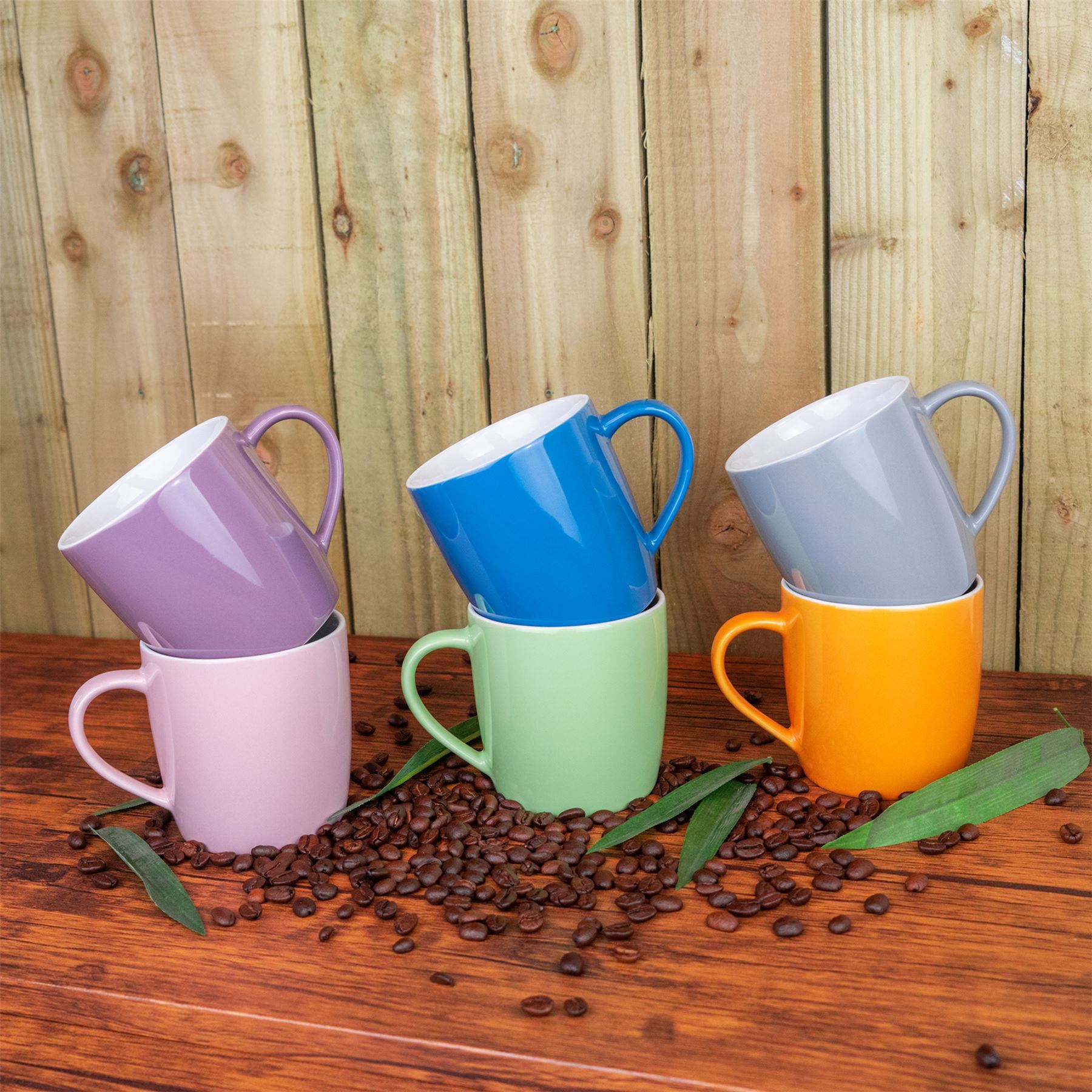 Tea Coffee Mugs Ceramic Contemporary Coloured Drinks Mug, 340ml - Set of 6 - Picture 57 of 170