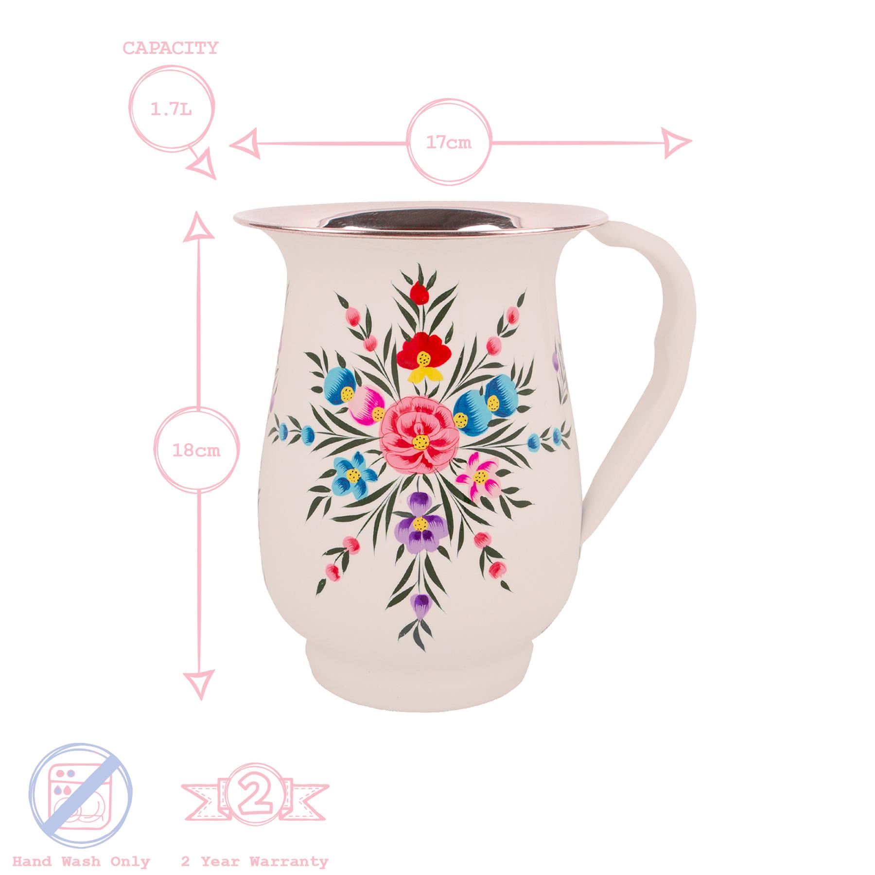 1x Pansy 1.7L Hand-Painted Picnic Water Jug Household Camping Pitcher - Picture 16 of 37