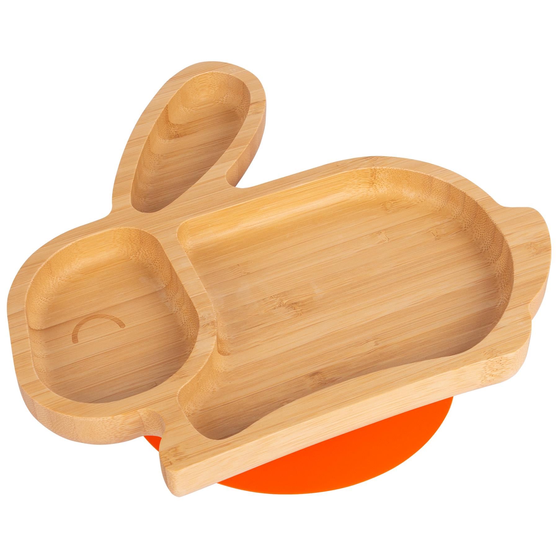 Bunny Rabbit Baby Plate Bamboo Silicone Suction Cup Toddler Dinner Feeding Dish - Picture 17 of 27