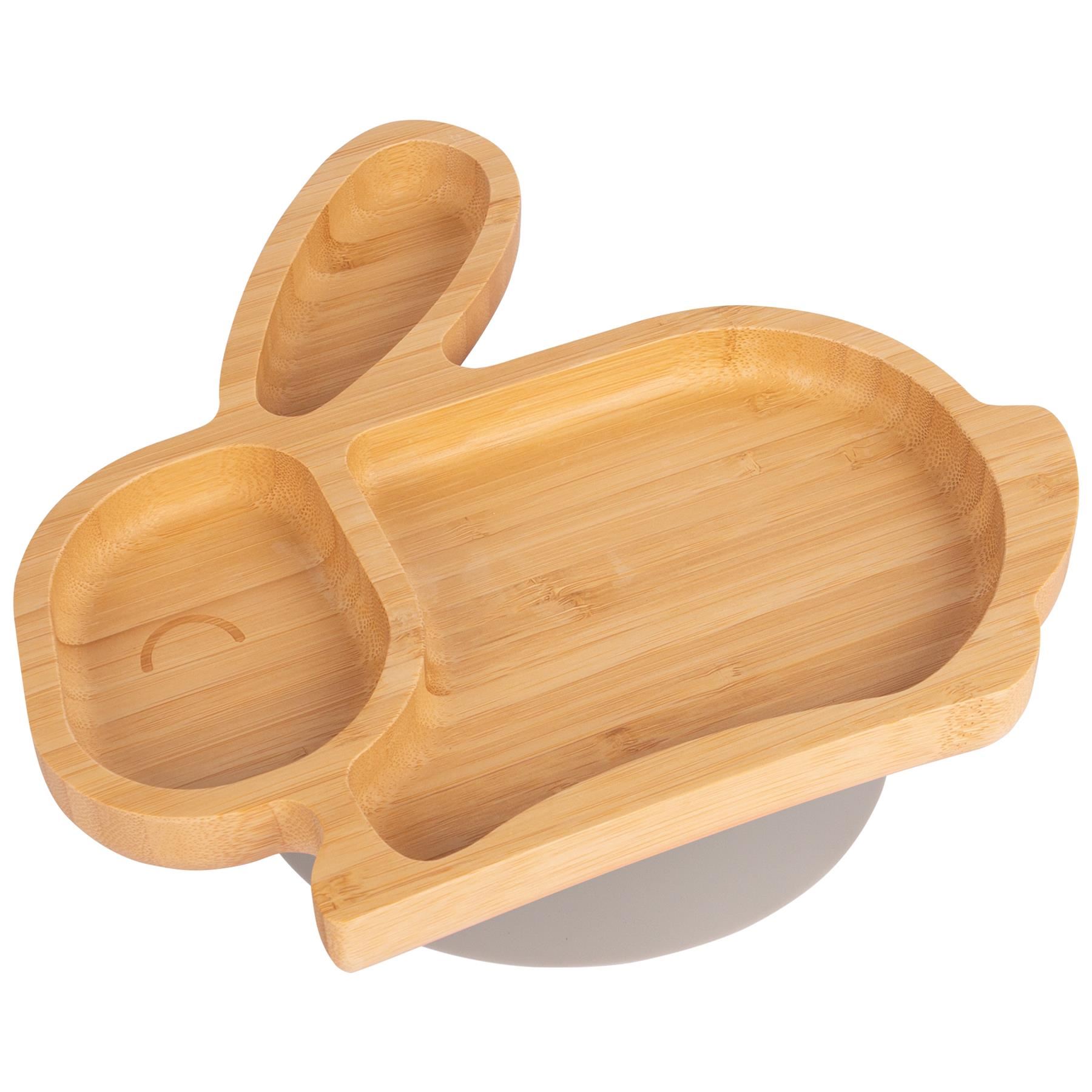 Bunny Rabbit Baby Plate Bamboo Silicone Suction Cup Toddler Dinner Feeding Dish - Picture 13 of 27