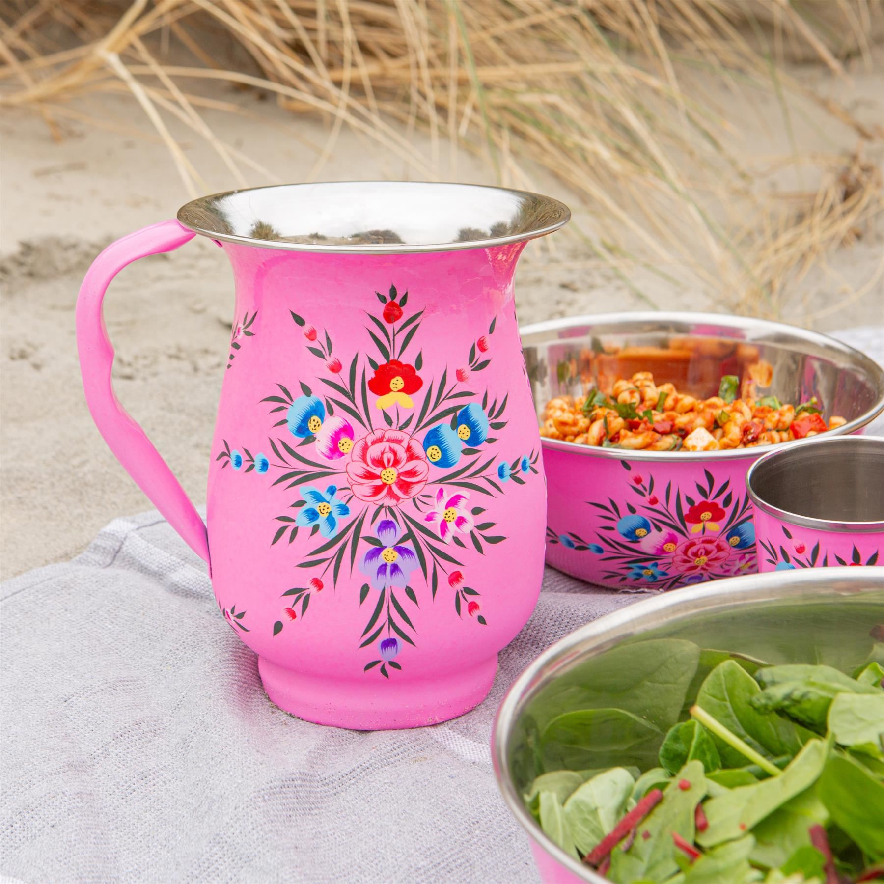 1x Pansy 1.7L Hand-Painted Picnic Water Jug Household Camping Pitcher - Picture 35 of 37