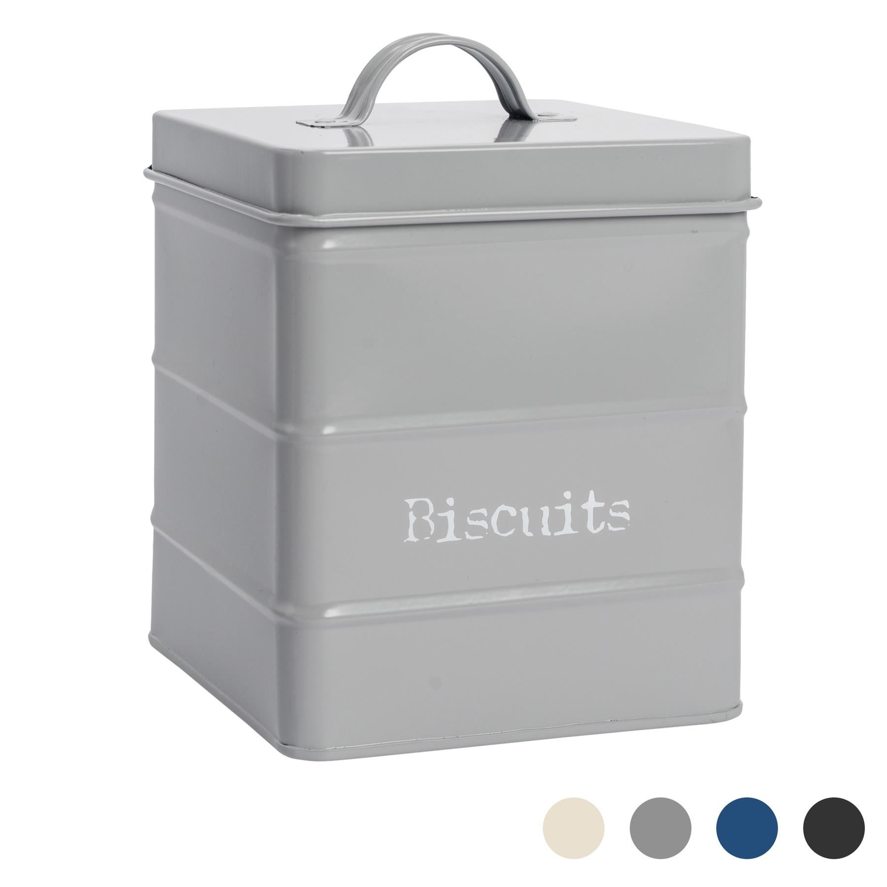 Biscuit Tin Storage Cookie Jar Barrel Canister Kitchen Vintage Metal