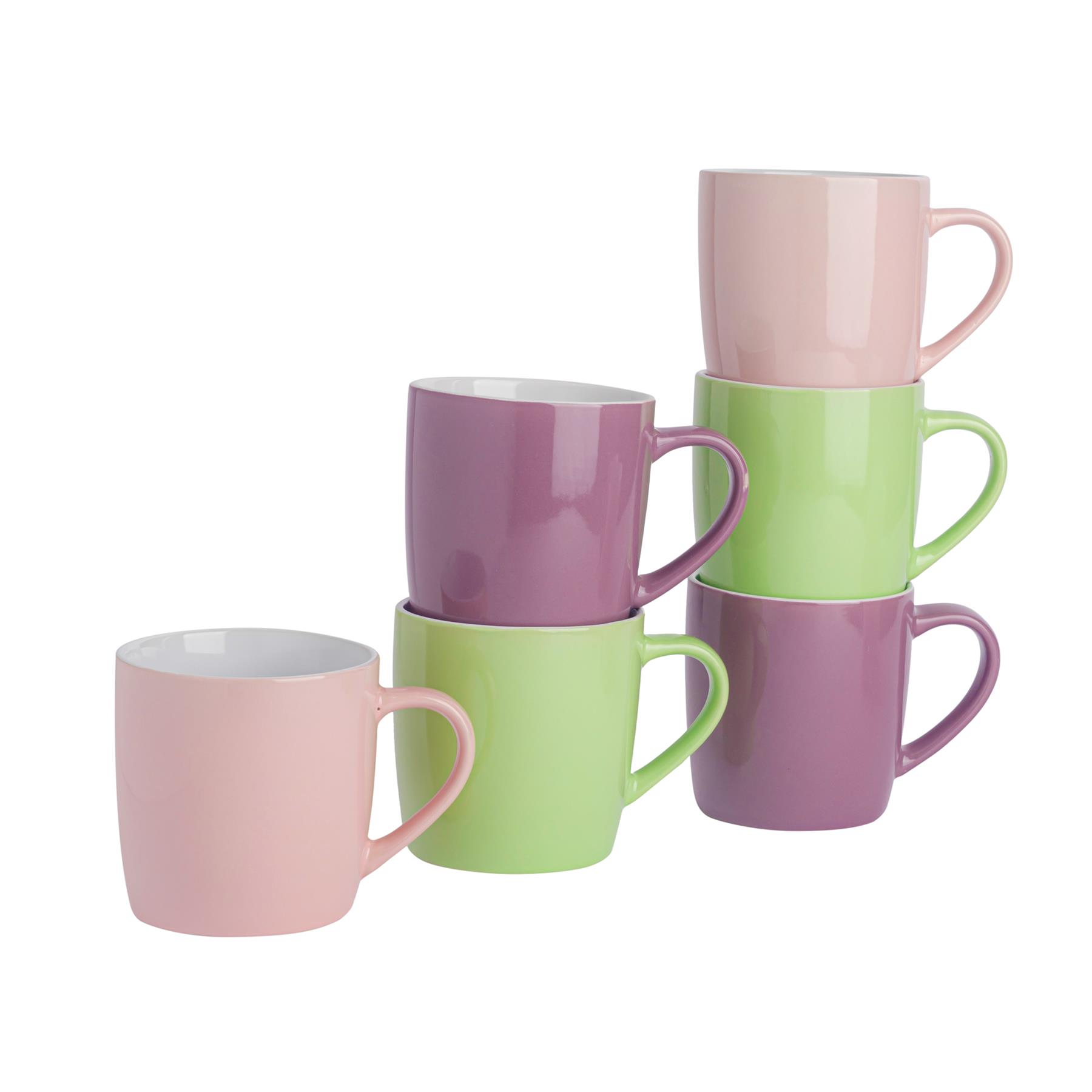 Tea Coffee Mugs Ceramic Contemporary Coloured Drinks Mug, 340ml - Set of 6 - Picture 97 of 170