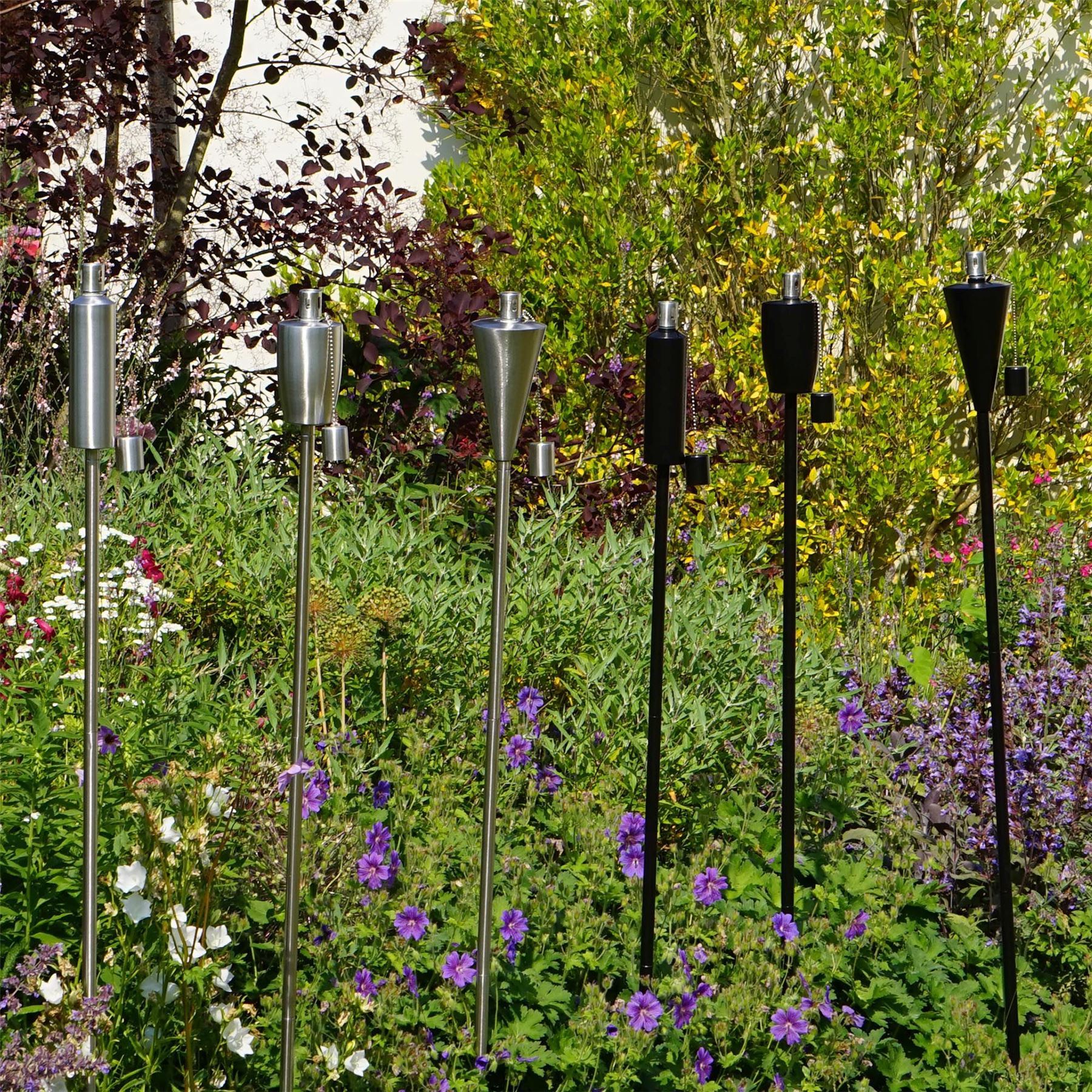 Metal Garden Fire Torches 1.46m Outdoor Path Lamp Garden Torch Lighting 1/2PK - Picture 10 of 37