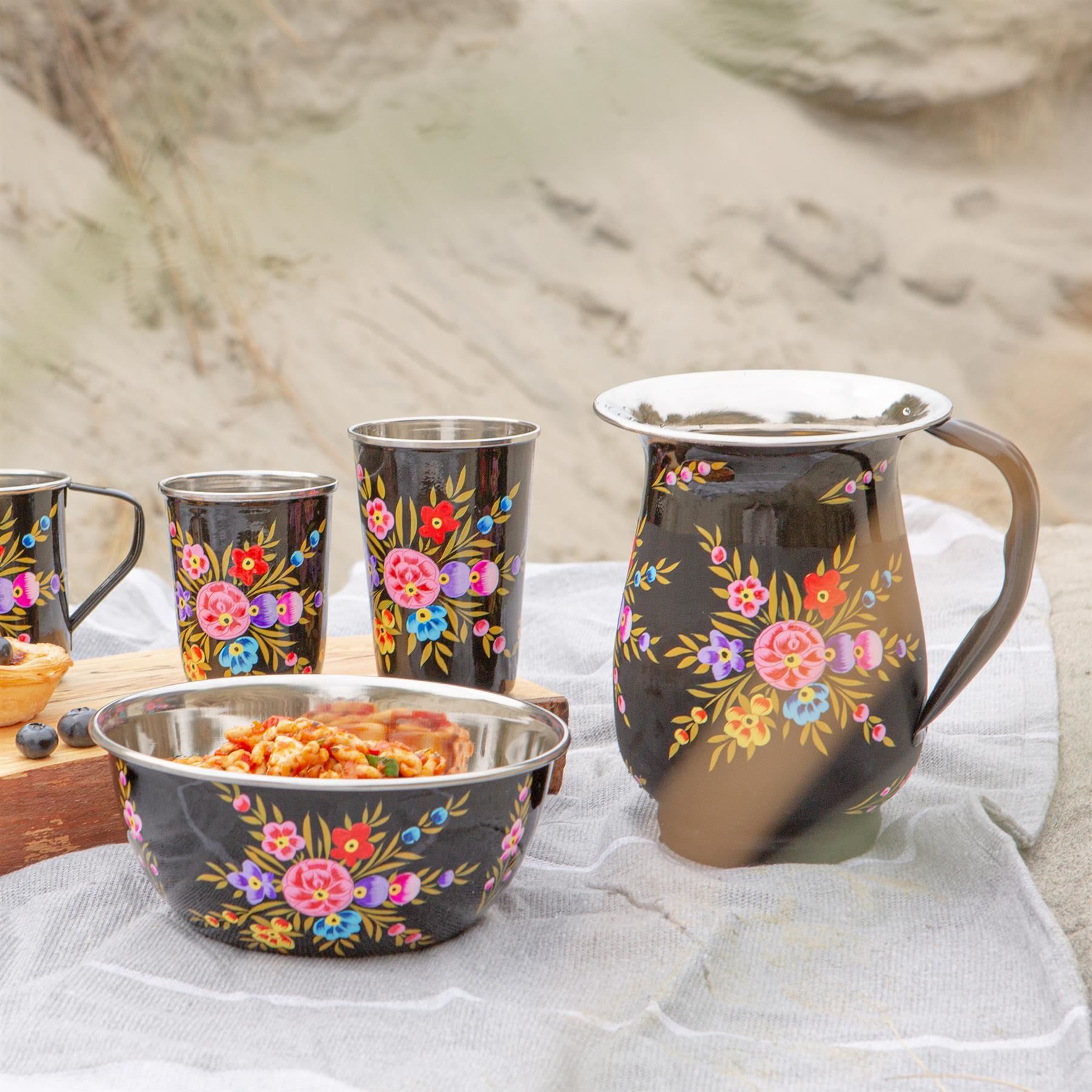 1x Pansy 1.7L Hand-Painted Picnic Water Jug Household Camping Pitcher - Picture 12 of 37