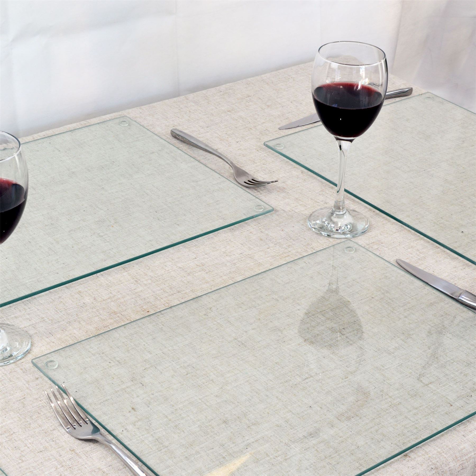 6x Glass Placemats Set Dinner Table Place Mats, Clear, 40 x 30 cm | eBay