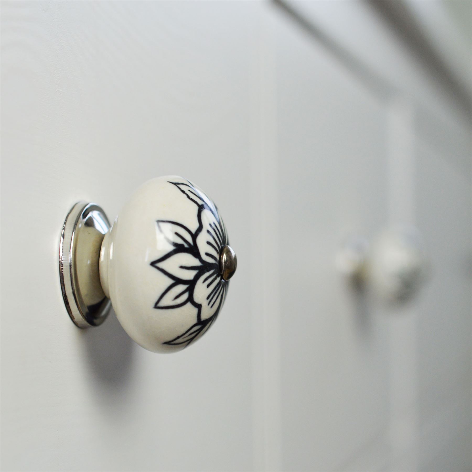 Door Knobs Ceramic Cupboard Drawer Pull Handle Floral Cabinet Knob 1/6/12/24PK - Picture 27 of 48